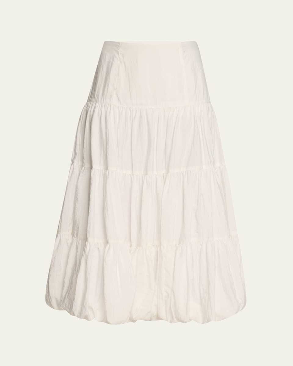 Pyper Tiered Bubble-Hem Midi Skirt